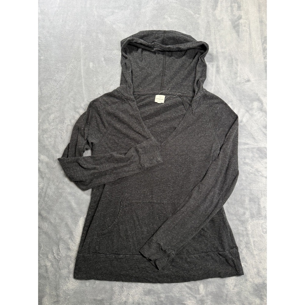 Banana Republic Hoodie Women Medium Gray Cotton V Neck Raglan Sleeve Pullover
